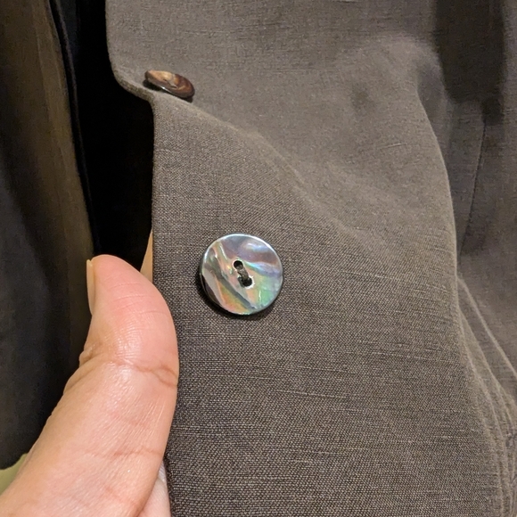 Chico's Brown Silk Linen Blend Blazer Button Front Collar 3/4 Sleeves- 3 (XL/16) - Picture 9 of 16